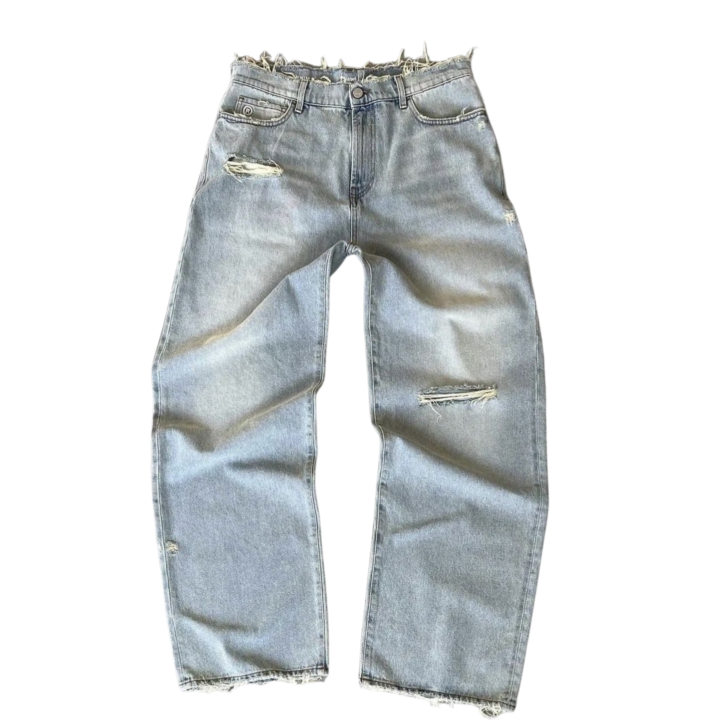 Light Blue Loose Washed Jeans